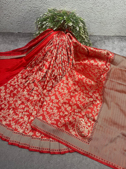 RED SILK PURE HANDLOOM BANARASI SAREE