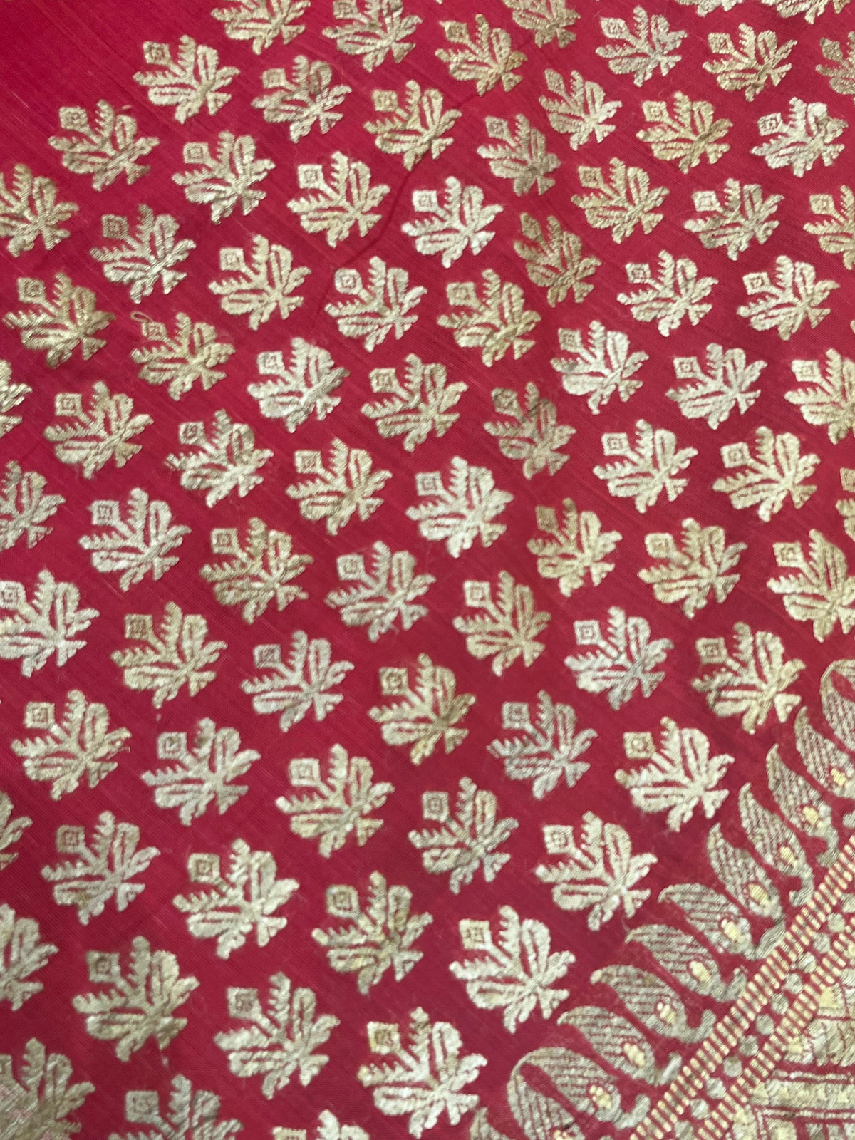 RED COTTON PURE HANDLOOM ASSAMESE SAREE