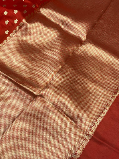 RED MUSHROO SILK PURE HANDLOOM CHANDERI SAREE