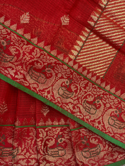 RED PURE HANDLOOM REAL JARI KOTA DORIYA SAREE