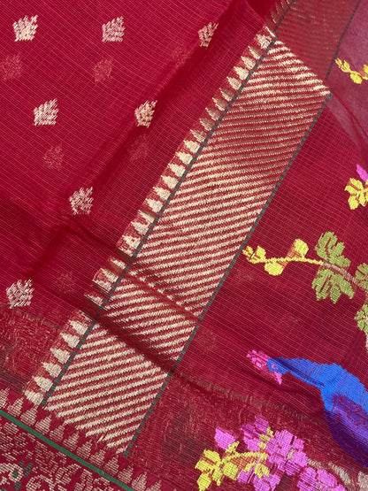 RED PURE HANDLOOM REAL JARI KOTA DORIYA SAREE