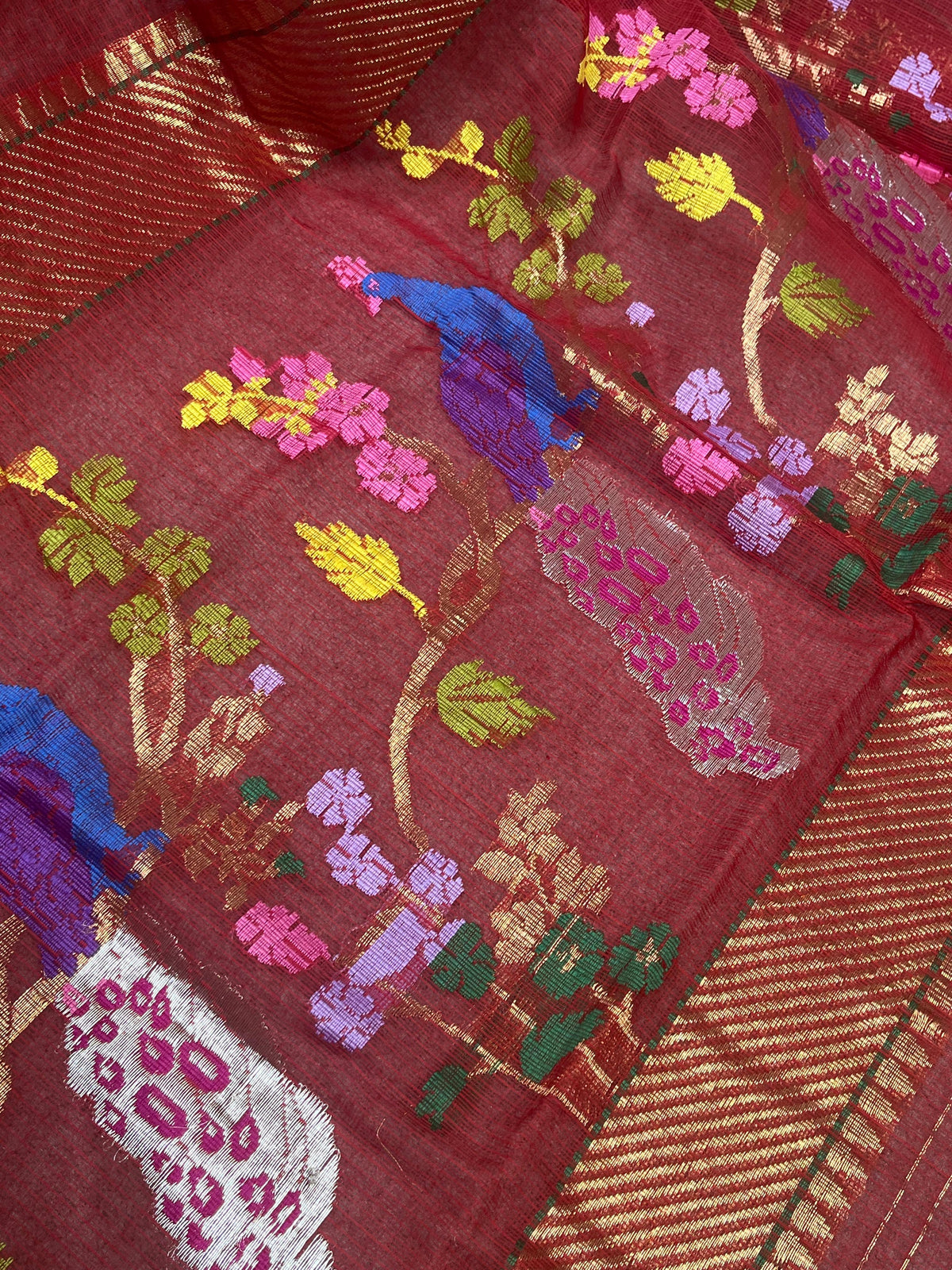 RED PURE HANDLOOM REAL JARI KOTA DORIYA SAREE