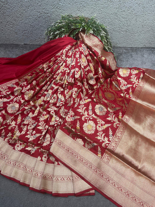RED SILK PURE HANDLOOM BANARASI SAREE
