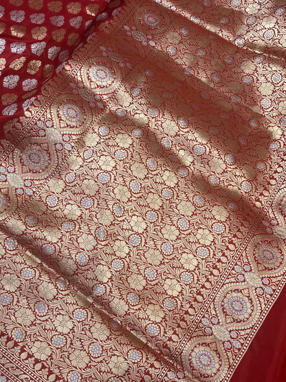 RED SILK PURE HANDLOOM BANARASI SAREE