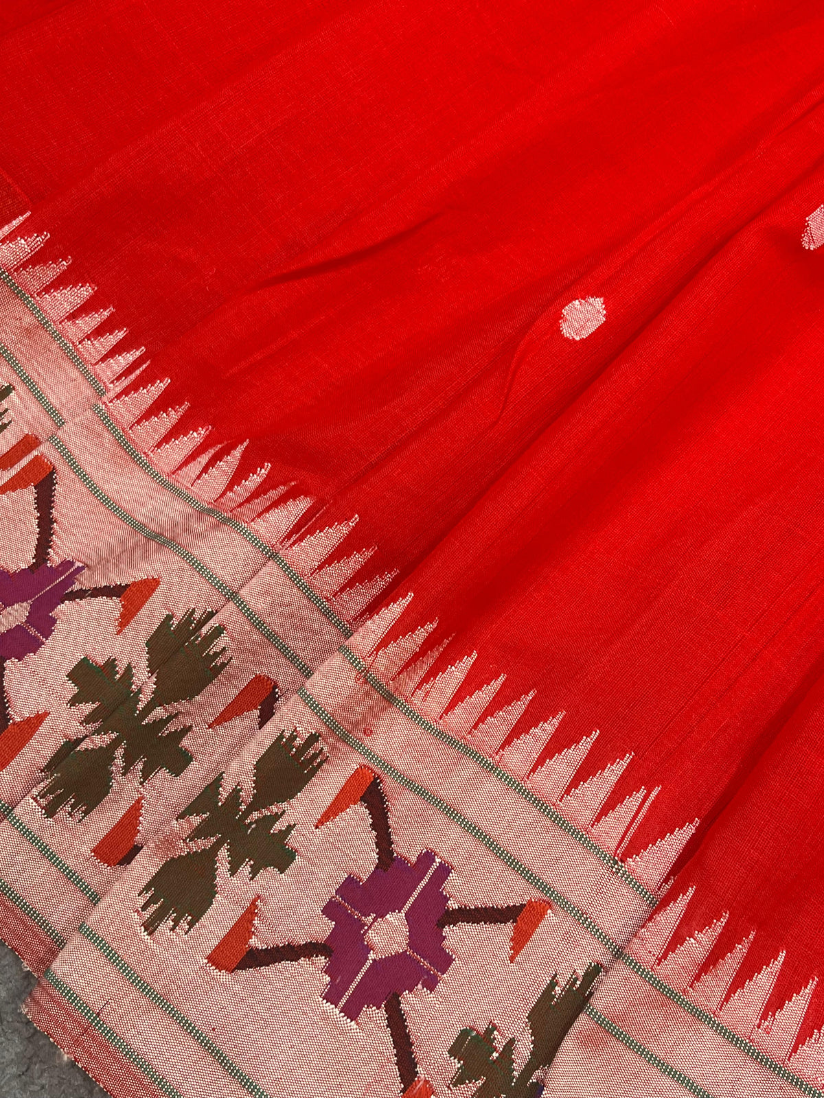 RED COTTON PURE HANDLOOM PAITHANI SAREE
