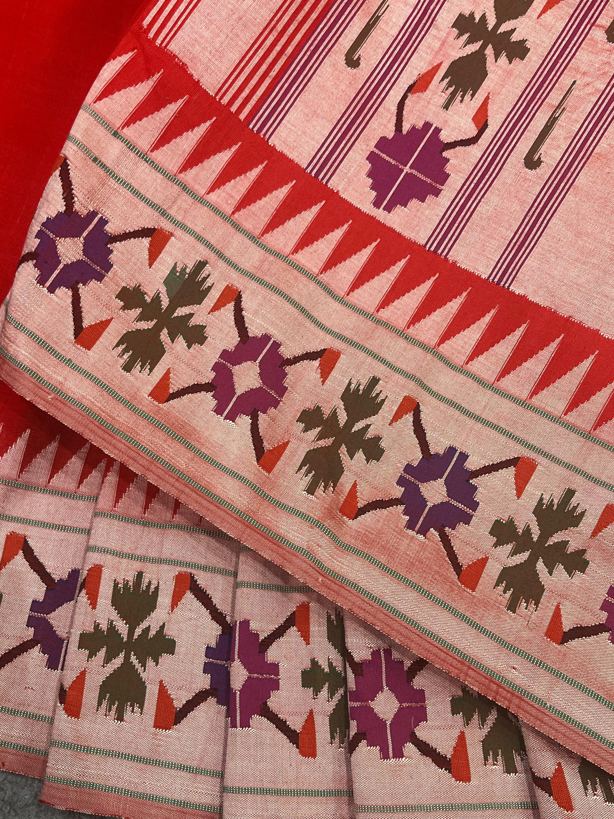 RED COTTON PURE HANDLOOM PAITHANI SAREE