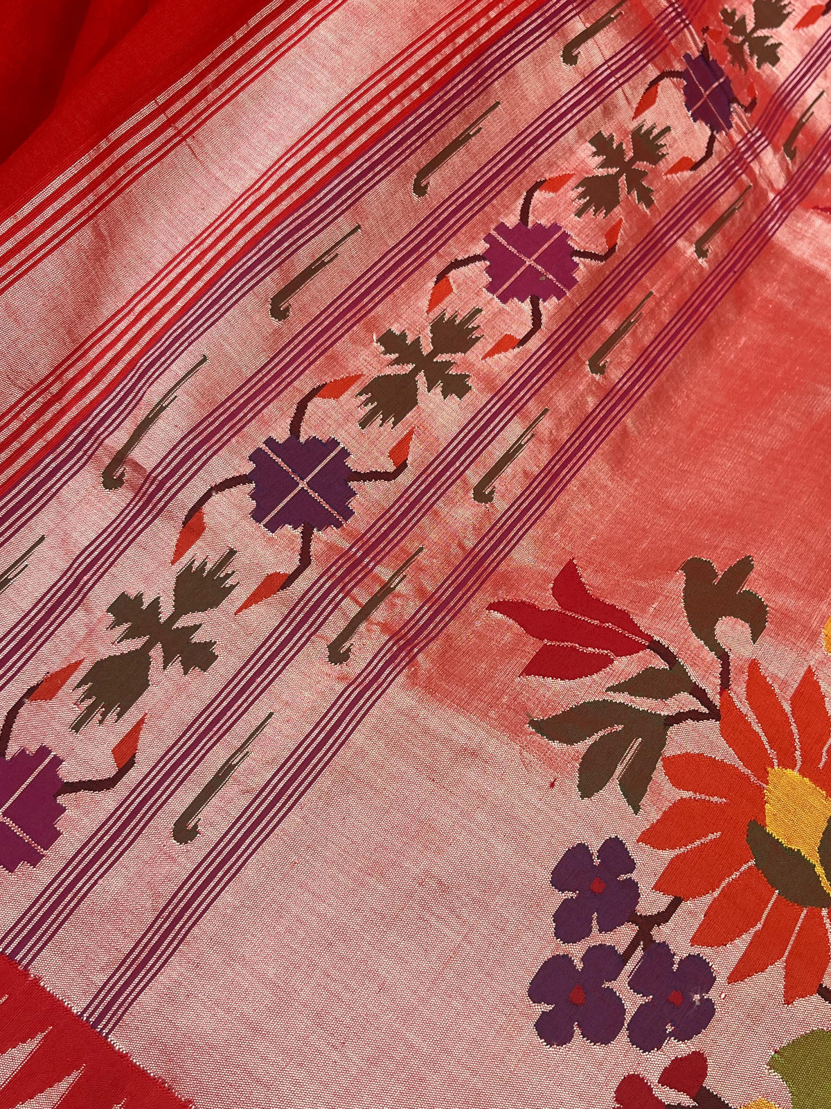 RED COTTON PURE HANDLOOM PAITHANI SAREE