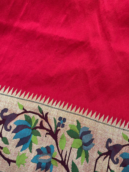 RED SILK PURE HANDLOOM PAITHANI SAREE