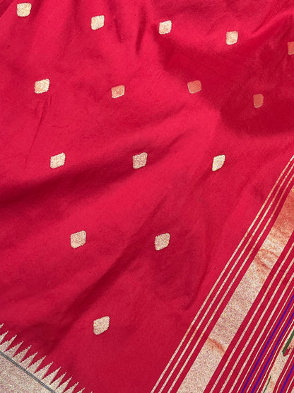 RED SILK PURE HANDLOOM PAITHANI SAREE