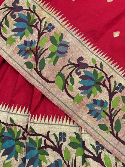 RED SILK PURE HANDLOOM PAITHANI SAREE