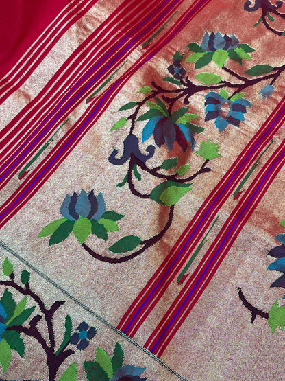 RED SILK PURE HANDLOOM PAITHANI SAREE