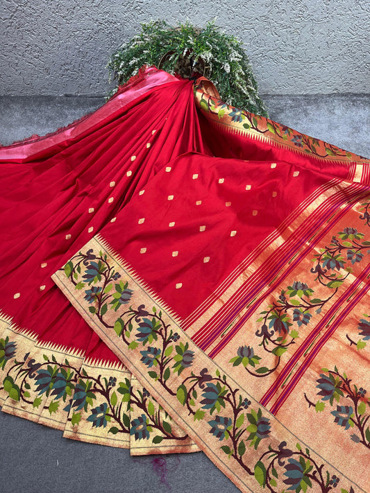 RED SILK PURE HANDLOOM PAITHANI SAREE