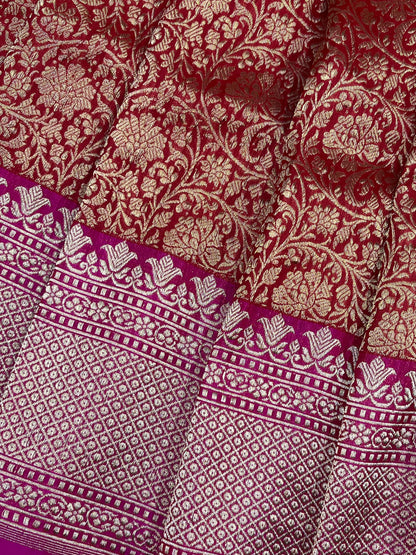 RED TISSUE PURE HANDLOOM BANARASI SAREE