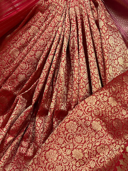 RED TISSUE PURE HANDLOOM BANARASI SAREE