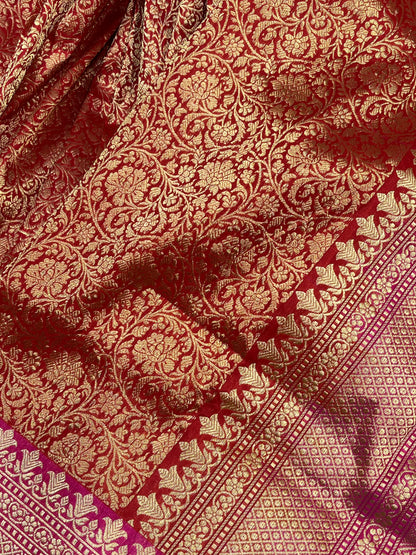 RED TISSUE PURE HANDLOOM BANARASI SAREE