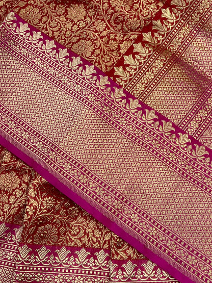 RED TISSUE PURE HANDLOOM BANARASI SAREE