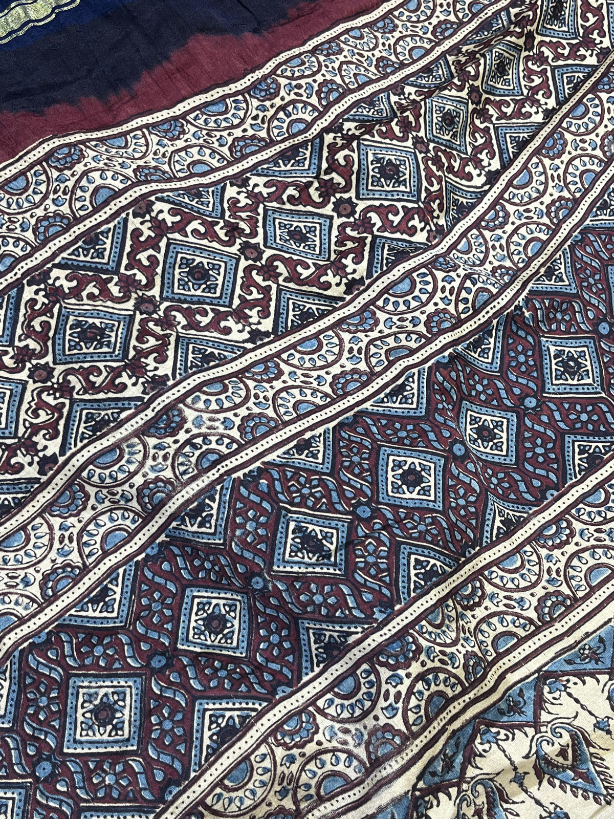 NAVY BLUE GAJJI SILK PURE HANDLOOM BANDHEJ SAREE