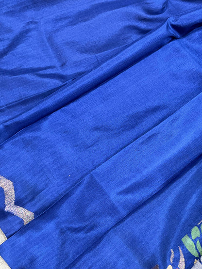 ROYAL BLUE SILK PURE HANDLOOM UPADDA JAMDANI SAREE