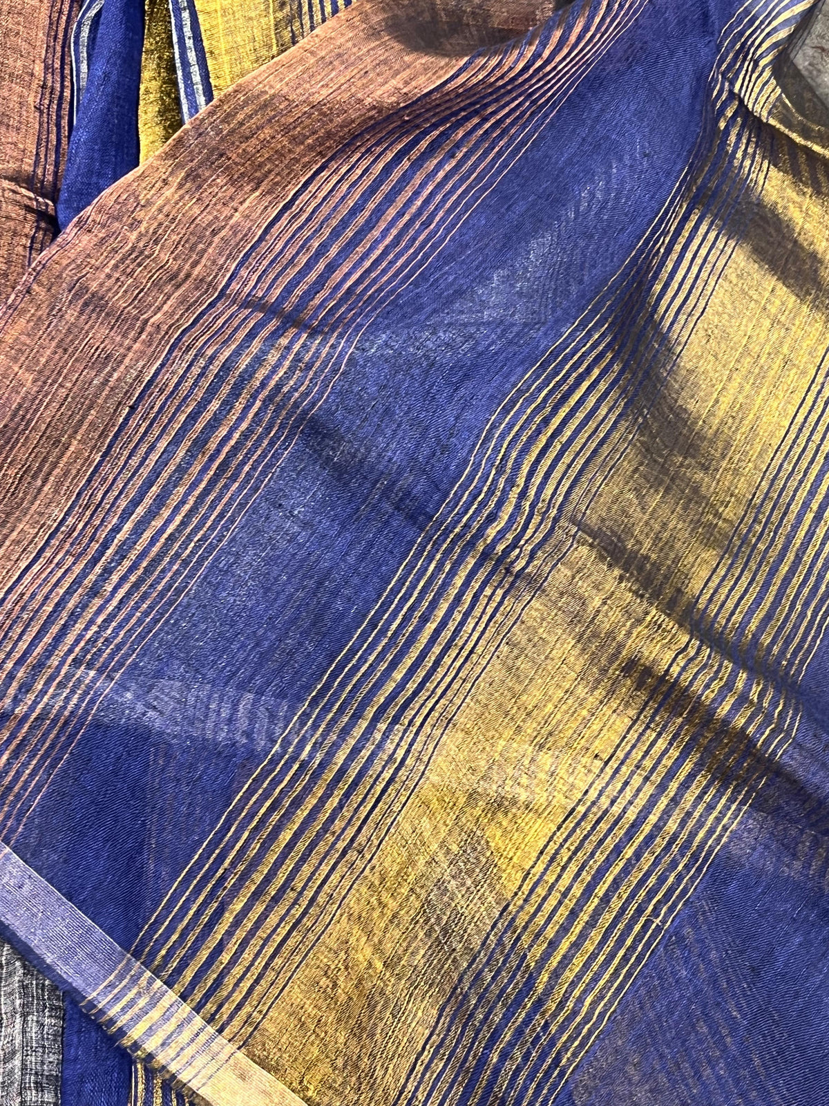 NAVY BLUE PURE HANDLOOM LINEN SAREE