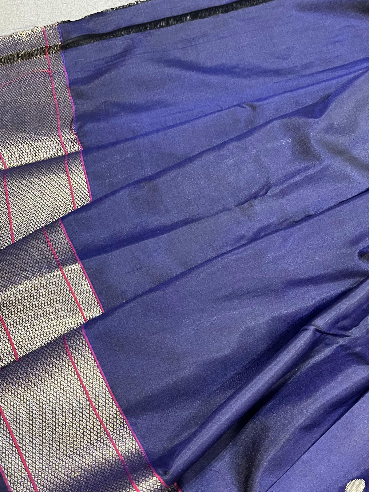 NAVY BLUE PURE HANDLOOM MULBERRY SILK SAREE