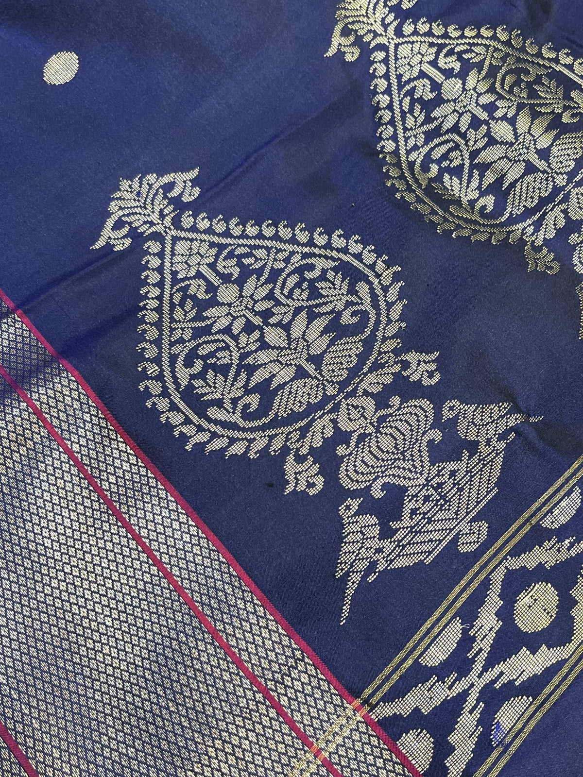 NAVY BLUE PURE HANDLOOM MULBERRY SILK SAREE