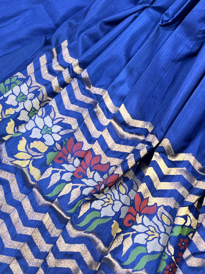 ROYAL BLUE SILK PURE HANDLOOM UPADDA JAMDANI SAREE