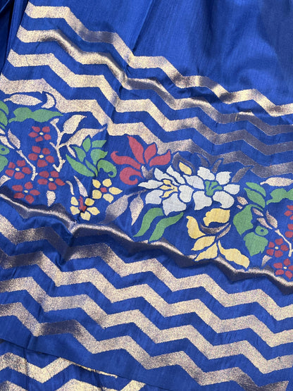 ROYAL BLUE SILK PURE HANDLOOM UPADDA JAMDANI SAREE
