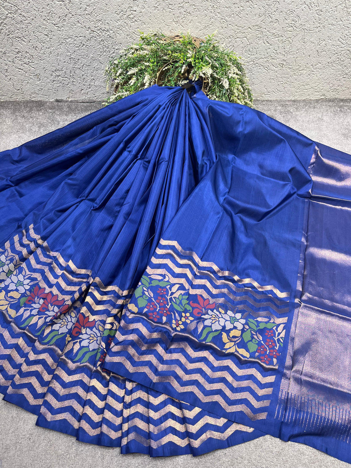 ROYAL BLUE SILK PURE HANDLOOM UPADDA JAMDANI SAREE