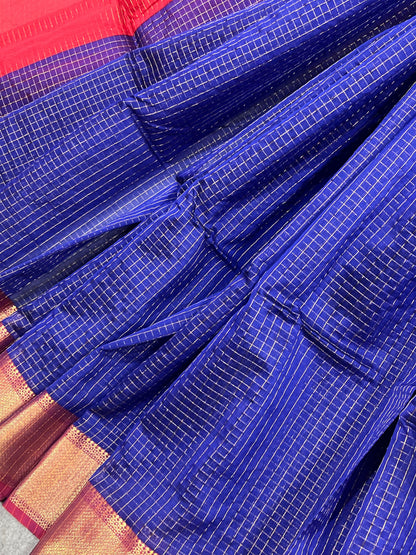 ROYAL BLUE SICO PURE HANDLOOM MAHESHWARI SAREE