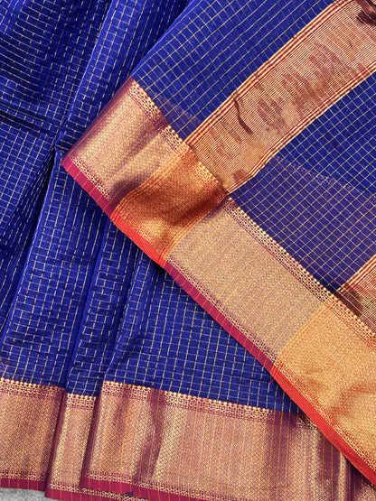 ROYAL BLUE SICO PURE HANDLOOM MAHESHWARI SAREE