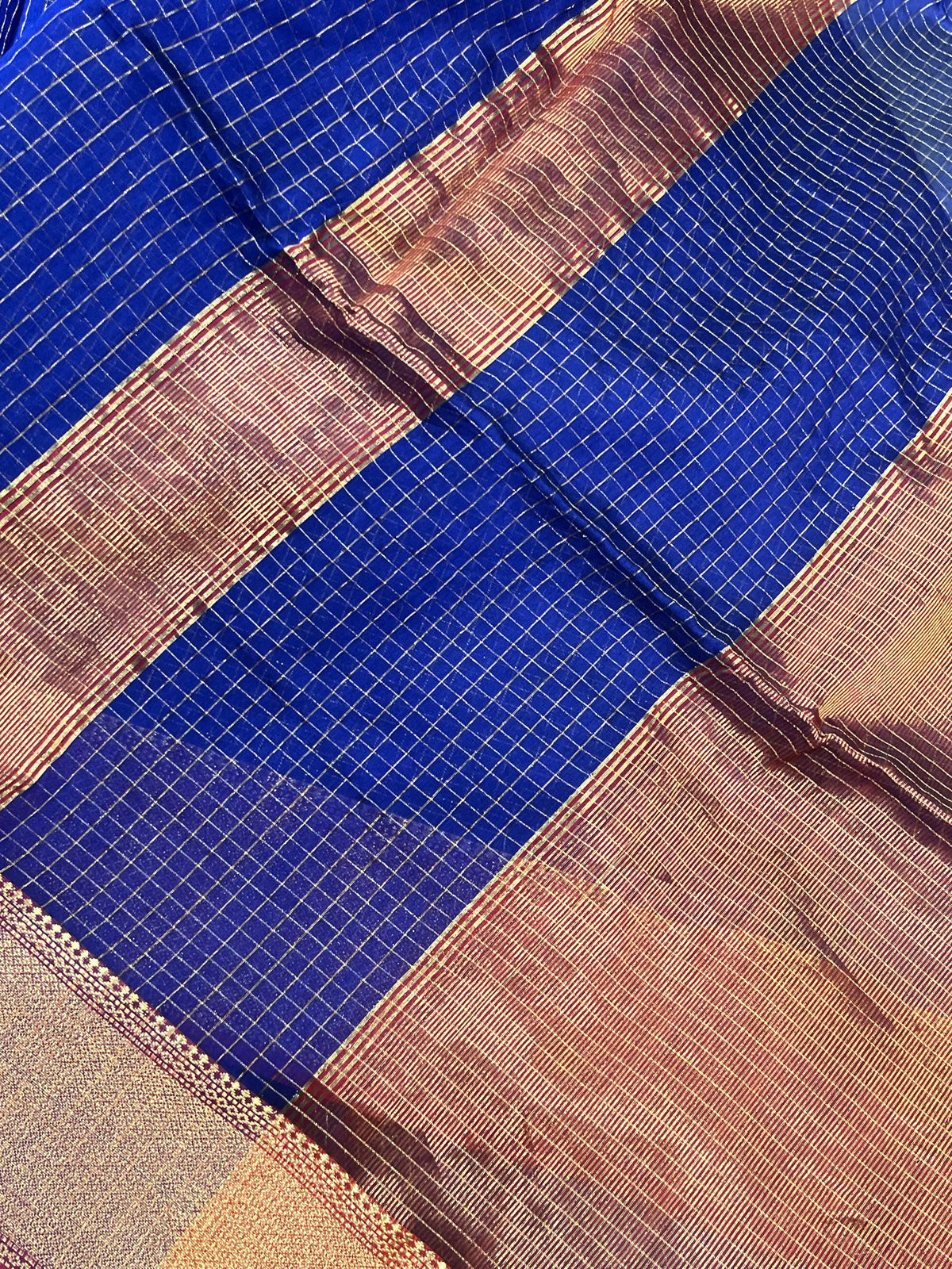 ROYAL BLUE SICO PURE HANDLOOM MAHESHWARI SAREE