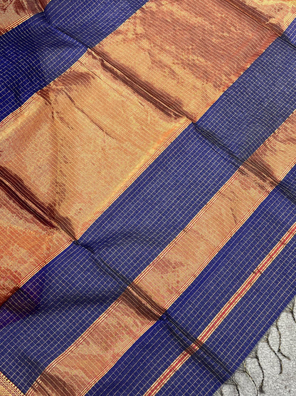 ROYAL BLUE SICO PURE HANDLOOM MAHESHWARI SAREE