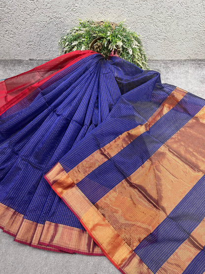 ROYAL BLUE SICO PURE HANDLOOM MAHESHWARI SAREE