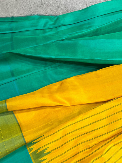 YELLOW SILK PURE HANDLOOM GADWAL SAREE