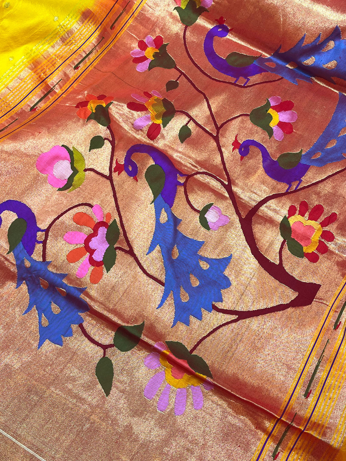 YELLOW SILK PURE HANDLOOM PAITHANI SAREE