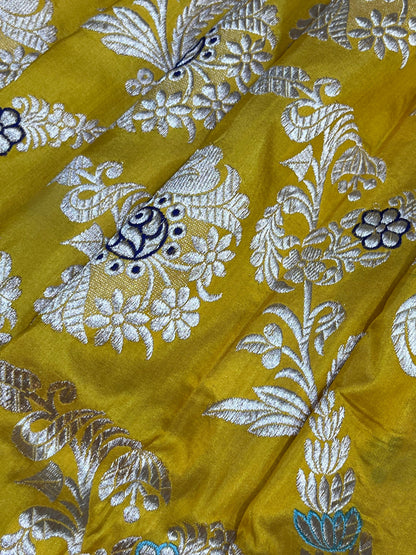 YELLOW SILK PURE HANDLOOM BANARASI SAREE