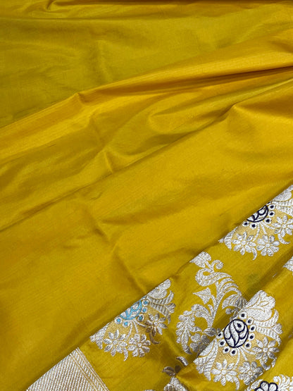 YELLOW SILK PURE HANDLOOM BANARASI SAREE