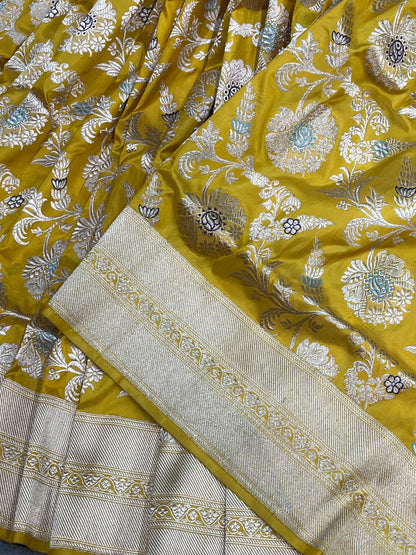 YELLOW SILK PURE HANDLOOM BANARASI SAREE