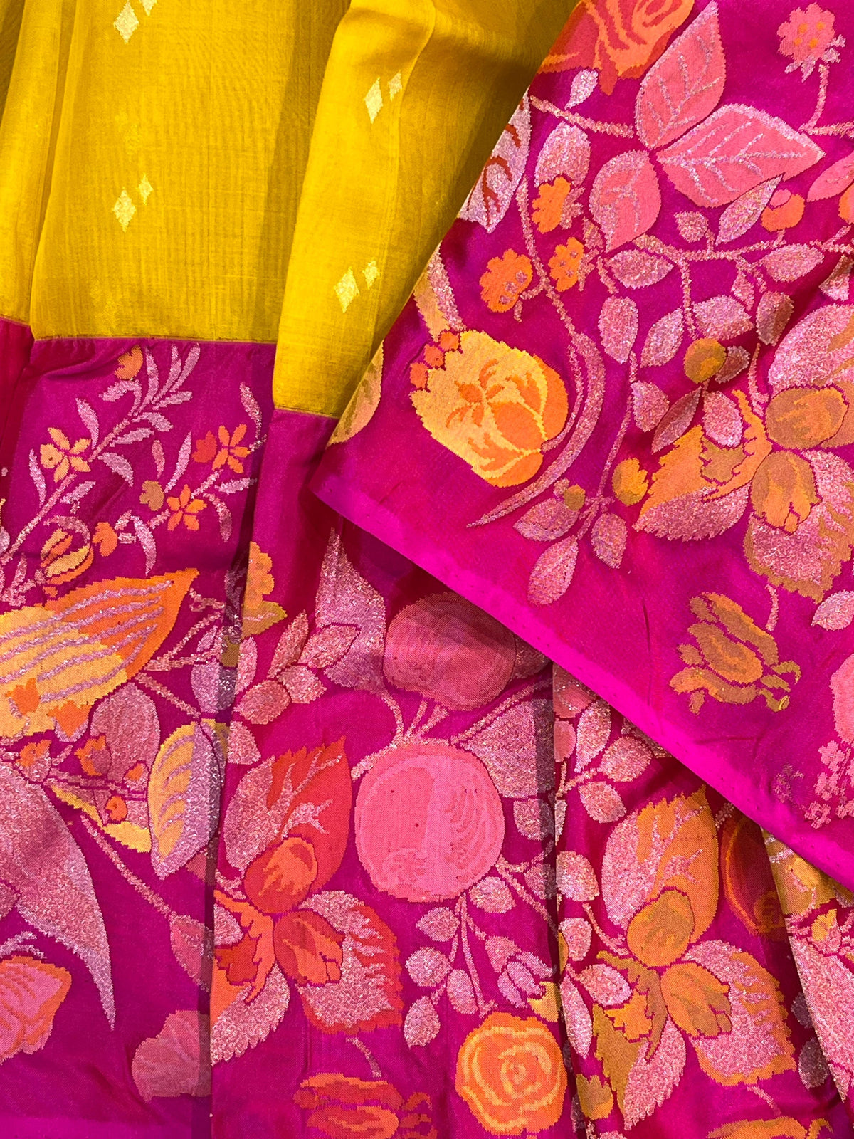 YELLOW KORA PURE HANDLOOM  BANARASI SAREE