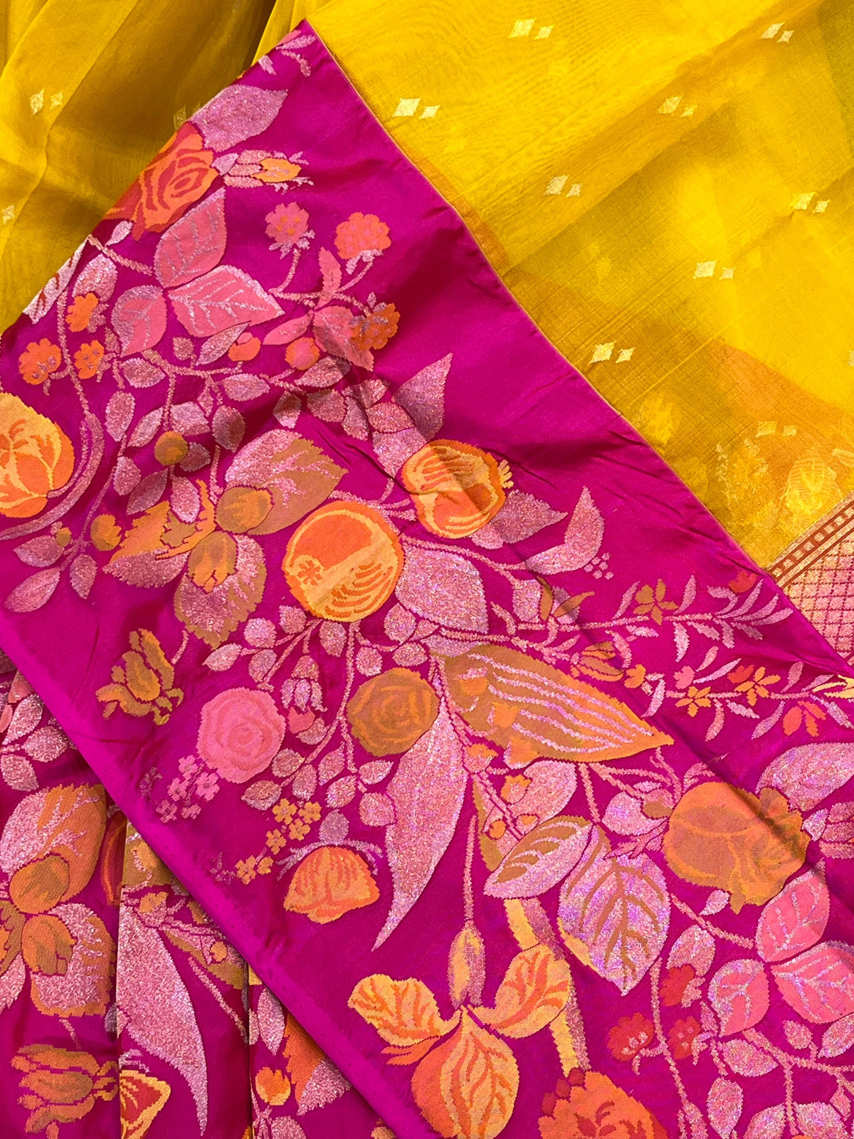 YELLOW KORA PURE HANDLOOM  BANARASI SAREE