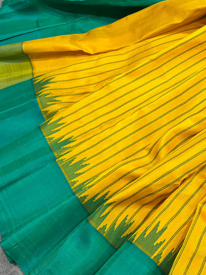YELLOW SILK PURE HANDLOOM GADWAL SAREE