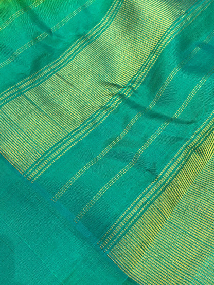 YELLOW SILK PURE HANDLOOM GADWAL SAREE