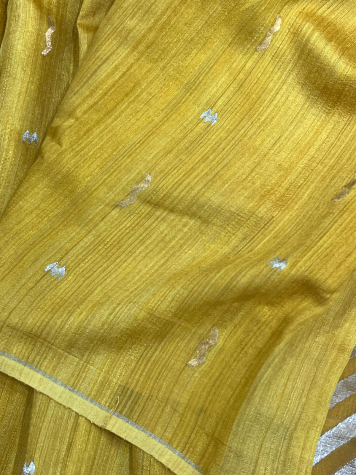 MUSTARD YELLOW PURE HANDLOOM TASSAR SAREE