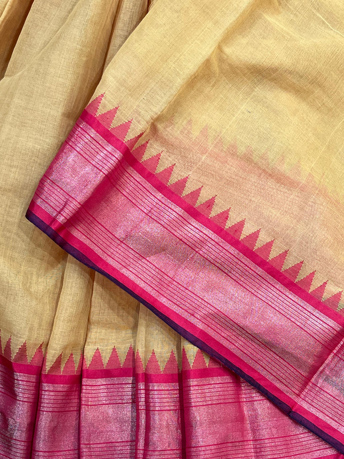 YELLOW COTTON PURE HANDLOOM KHADI SAREE