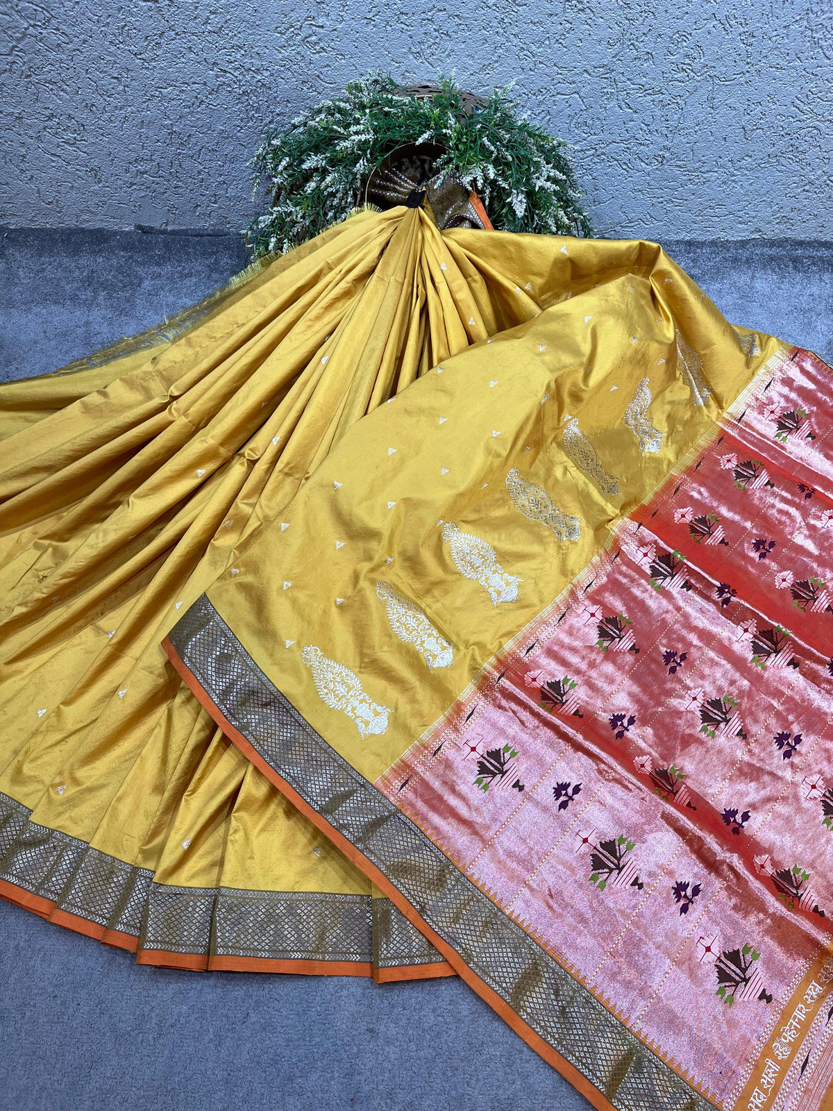 YELLOW SILK PURE HANDLOOM PAITHANI SAREE