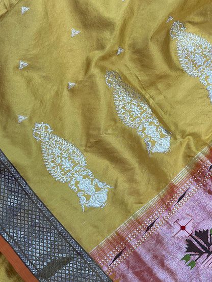 YELLOW SILK PURE HANDLOOM PAITHANI SAREE