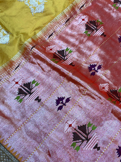 YELLOW SILK PURE HANDLOOM PAITHANI SAREE