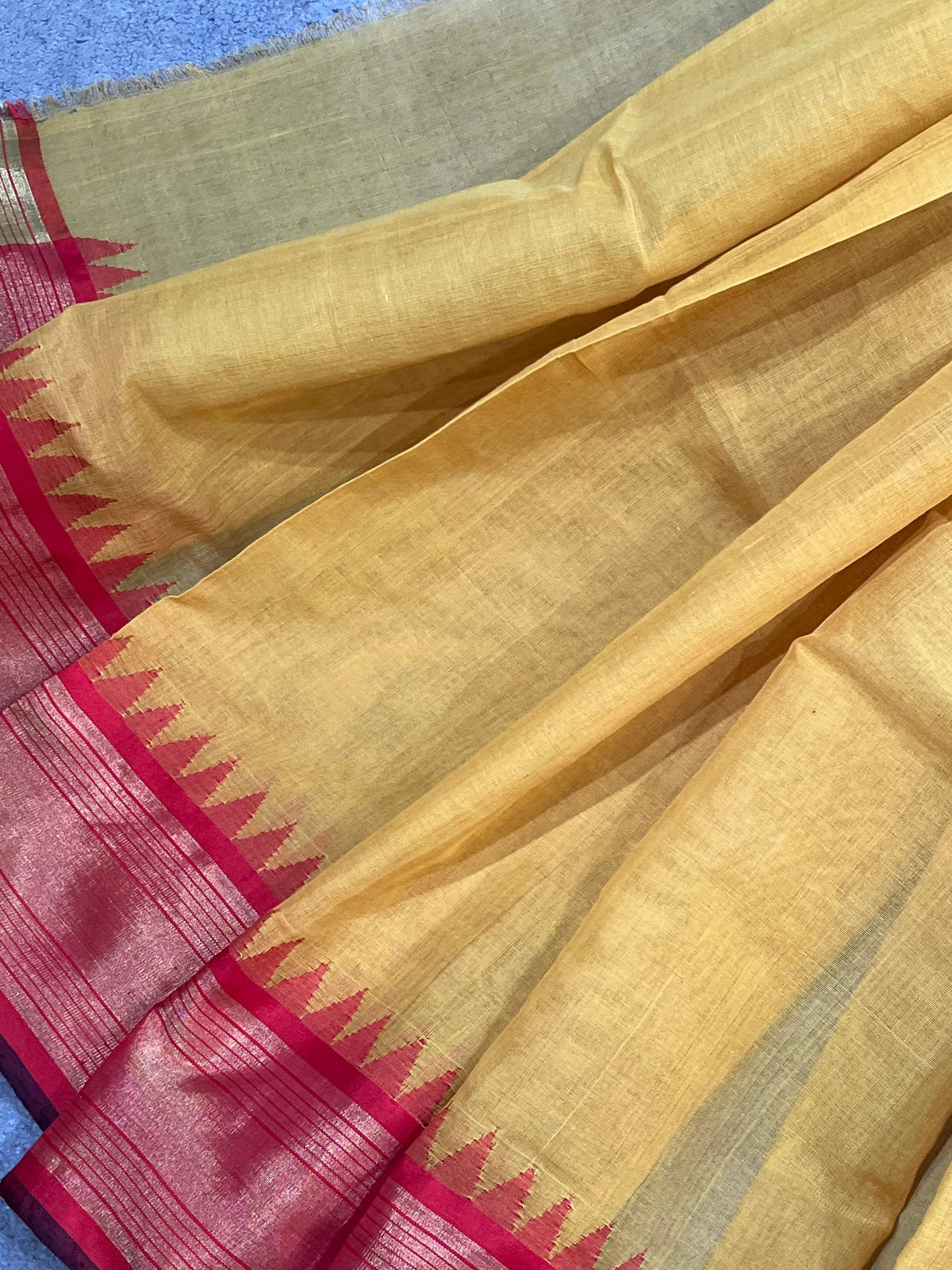YELLOW COTTON PURE HANDLOOM KHADI SAREE