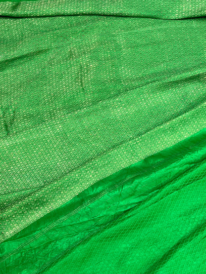 GREEN TANCHOI PURE HANDLOOM BANARASI SAREE
