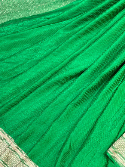 GREEN TANCHOI PURE HANDLOOM BANARASI SAREE